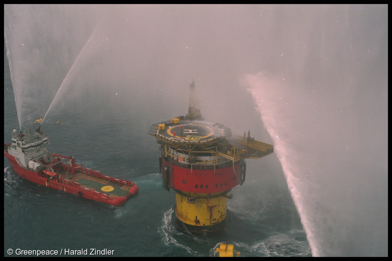 Action at Brent Spar Oil Rig in the North Sea