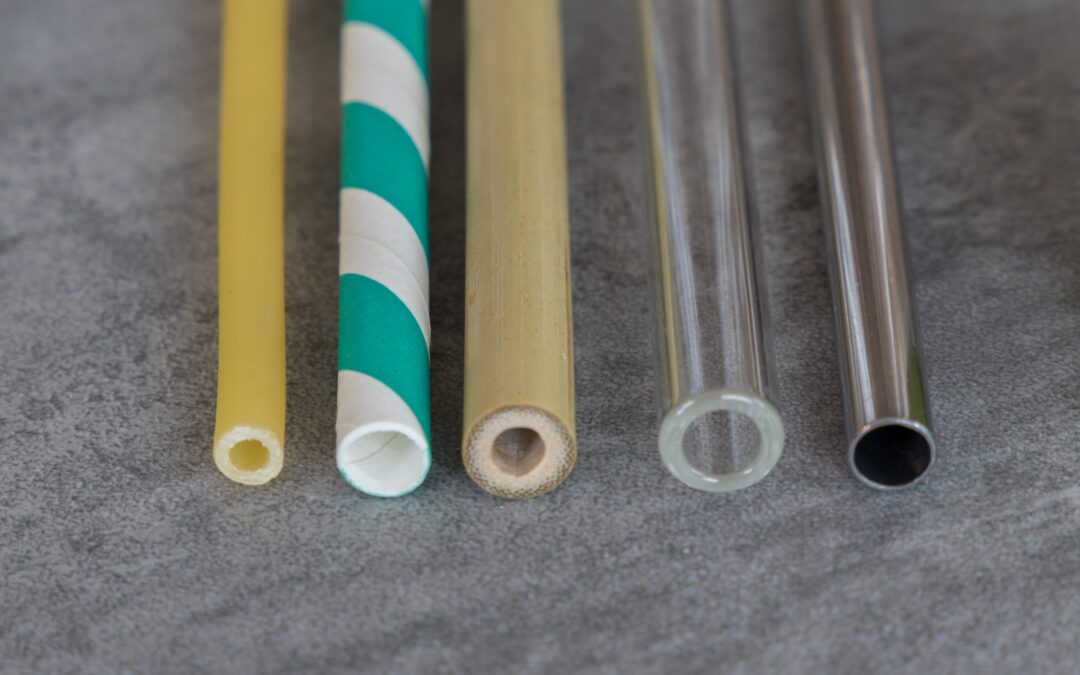 five drinking straws without plastic material