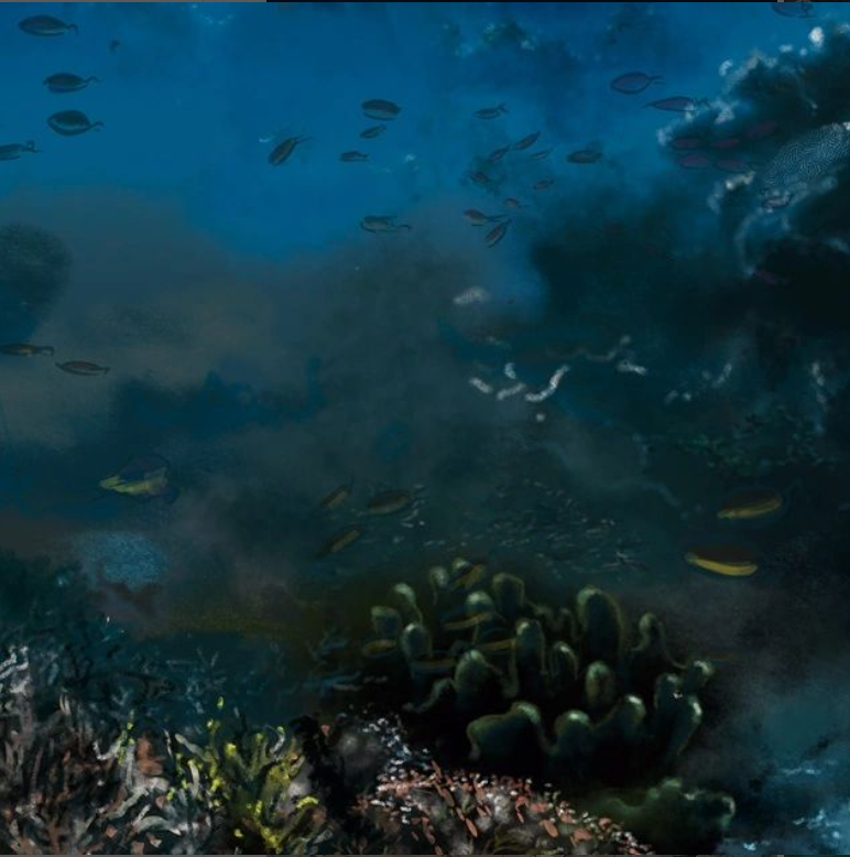 Ein gezeichnetes Unterwasserbild